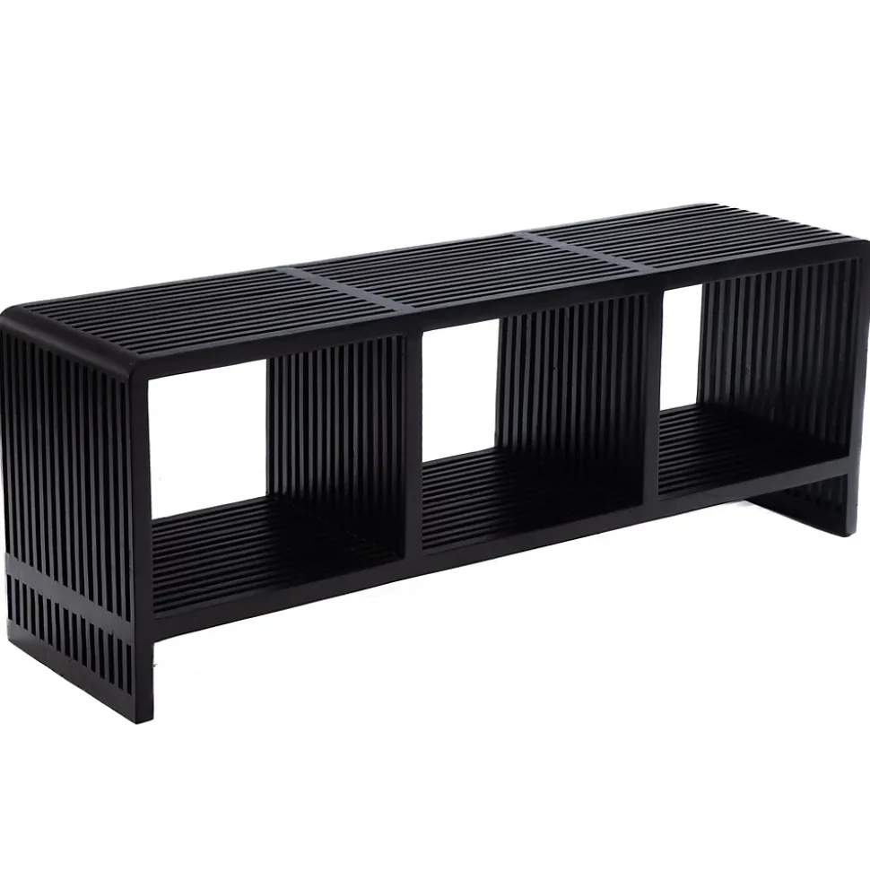 Banc d'entrée 3 niches en teck recyclé - MILAN