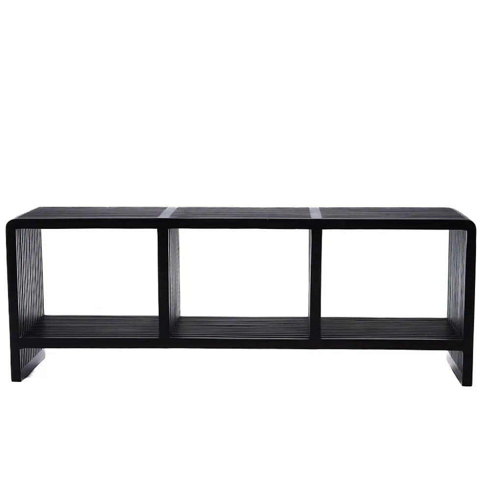 Banc d'entrée 3 niches en teck recyclé - MILAN
