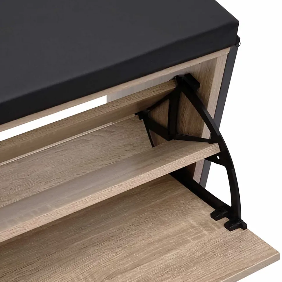 Banc d'entrée chaussures 100 cm avec coussin LUIS design industriel