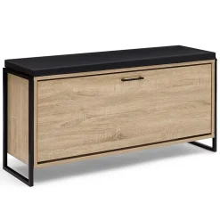 Banc d'entrée chaussures 100 cm avec coussin LUIS design industriel
