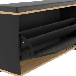 Banc d'entrée chaussures 100 cm avec coussin VITO noir