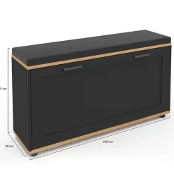 Banc d'entrée chaussures 100 cm avec coussin VITO noir