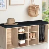 Banc d'entrée chaussures avec coussin TEO bois façon hêtre