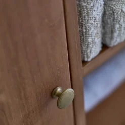 Banc d'entrée en teck massif et tissu bouclette 120 cm