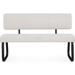 Banc d'entrée VILAS L 135 cm en tissu - Blanc crème