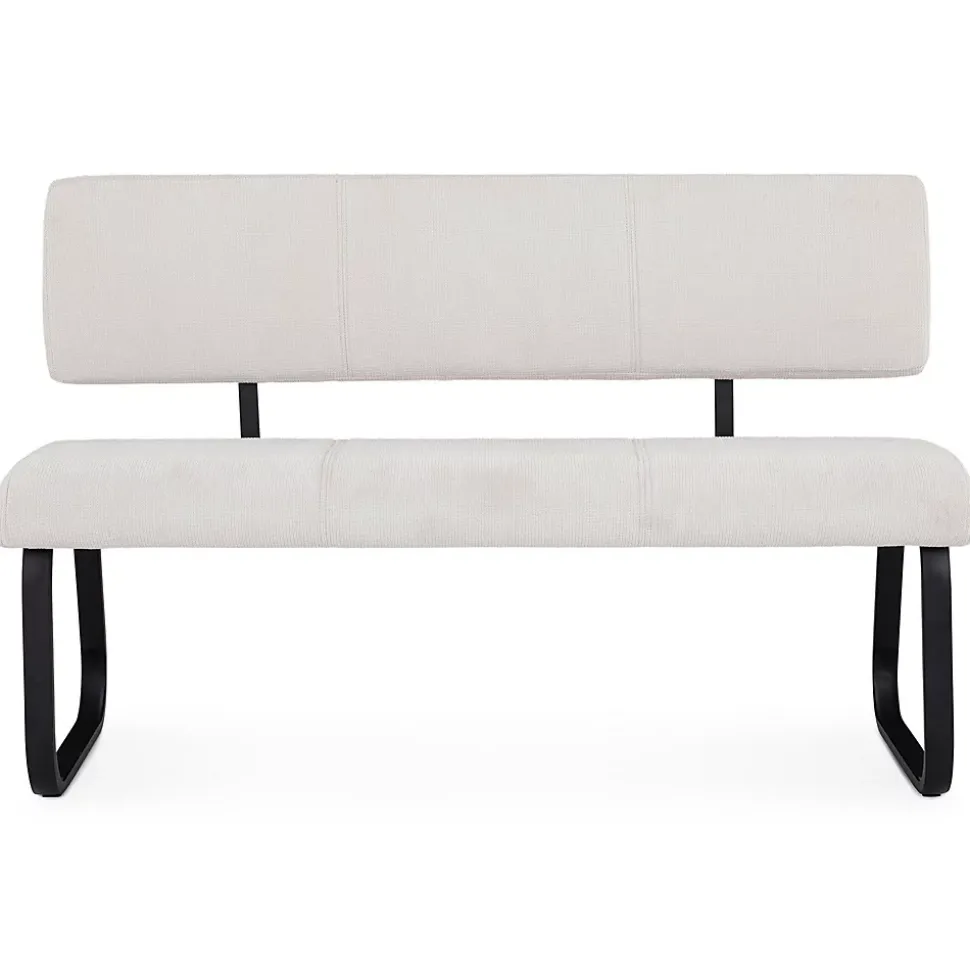 Banc d'entrée VILAS L 135 cm en tissu - Blanc crème
