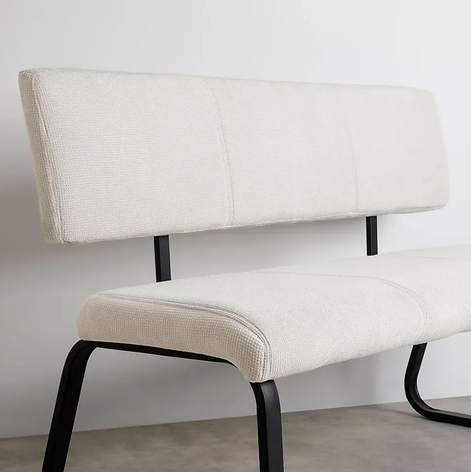 Banc d'entrée VILAS L 135 cm en tissu - Blanc crème