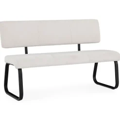Banc d'entrée VILAS L 135 cm en tissu - Blanc crème