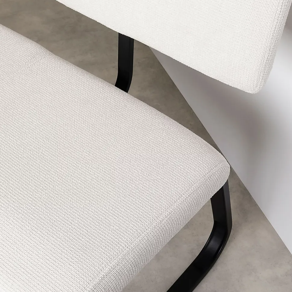 Banc d'entrée VILAS L 135 cm en tissu - Blanc crème