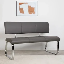 Banc design avec dossier VILAS, en synthétique gris