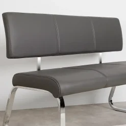 Banc design avec dossier VILAS, en synthétique gris