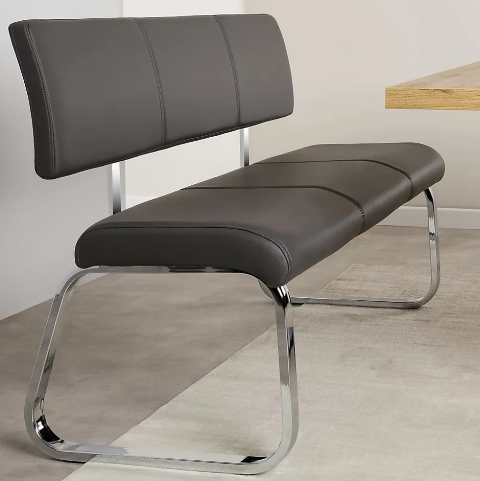 Banc design avec dossier VILAS, en synthétique gris