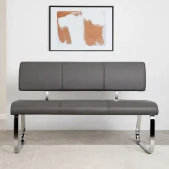 Banc design avec dossier VILAS, en synthétique gris