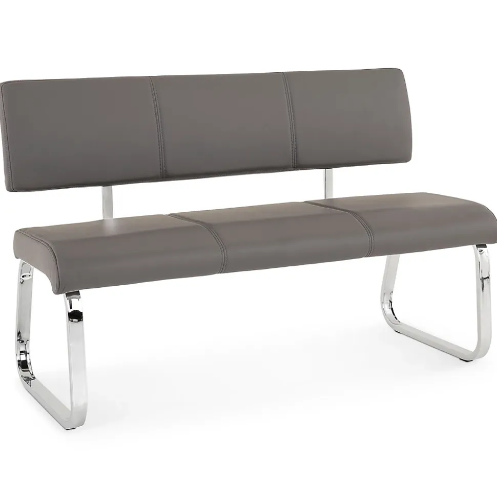 Banc design avec dossier VILAS, en synthétique gris
