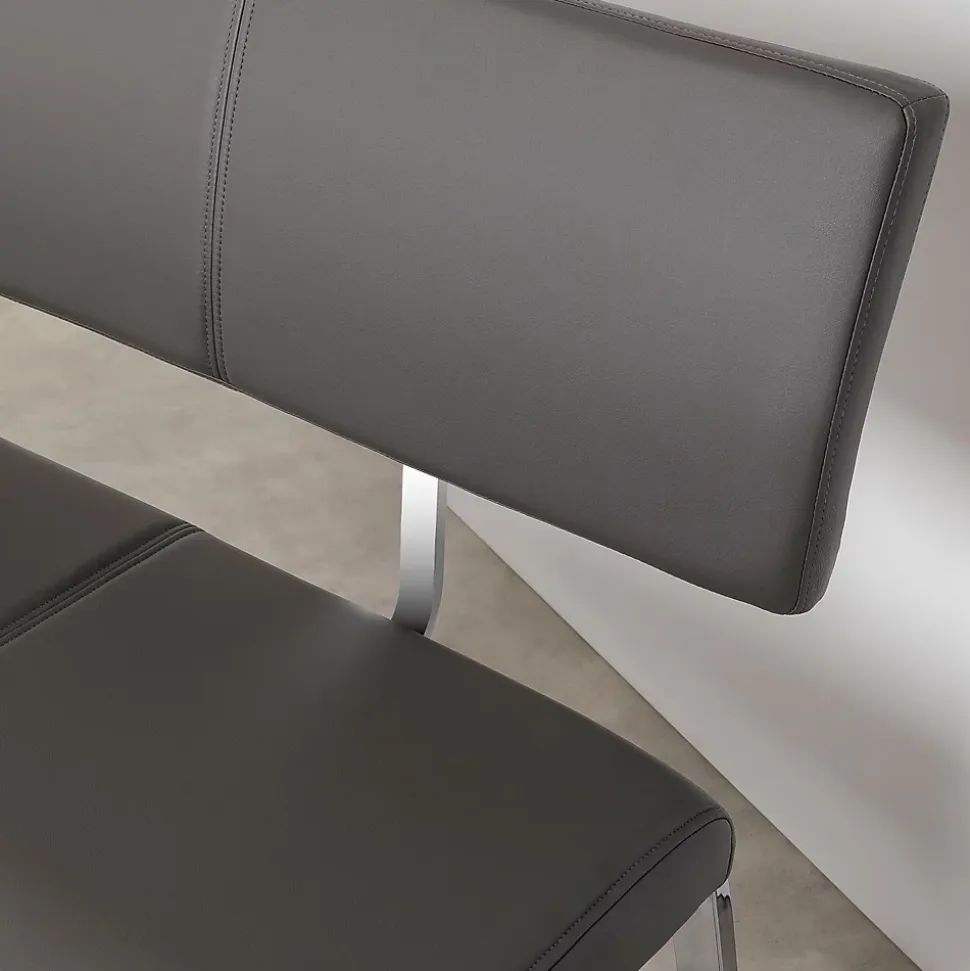 Banc design avec dossier VILAS, en synthétique gris