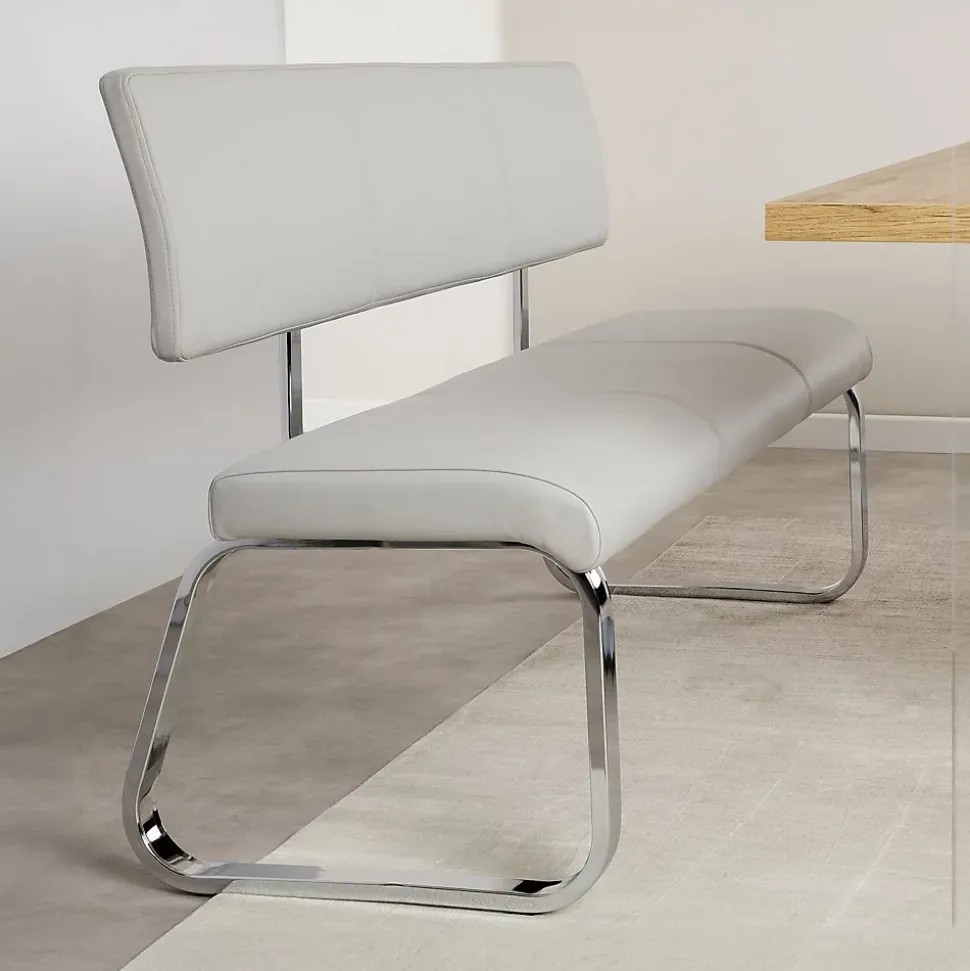 Banc design avec dossier VILAS, en synthétique gris clair