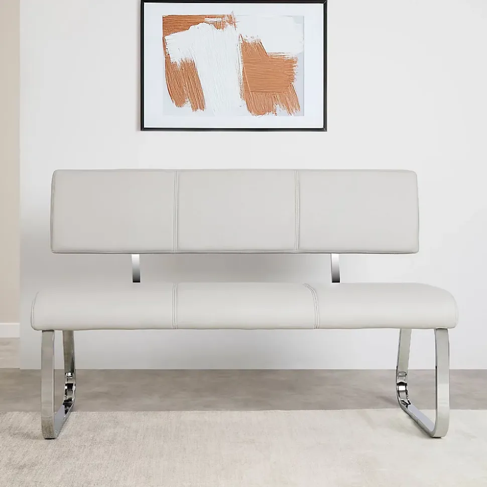 Banc design avec dossier VILAS, en synthétique gris clair