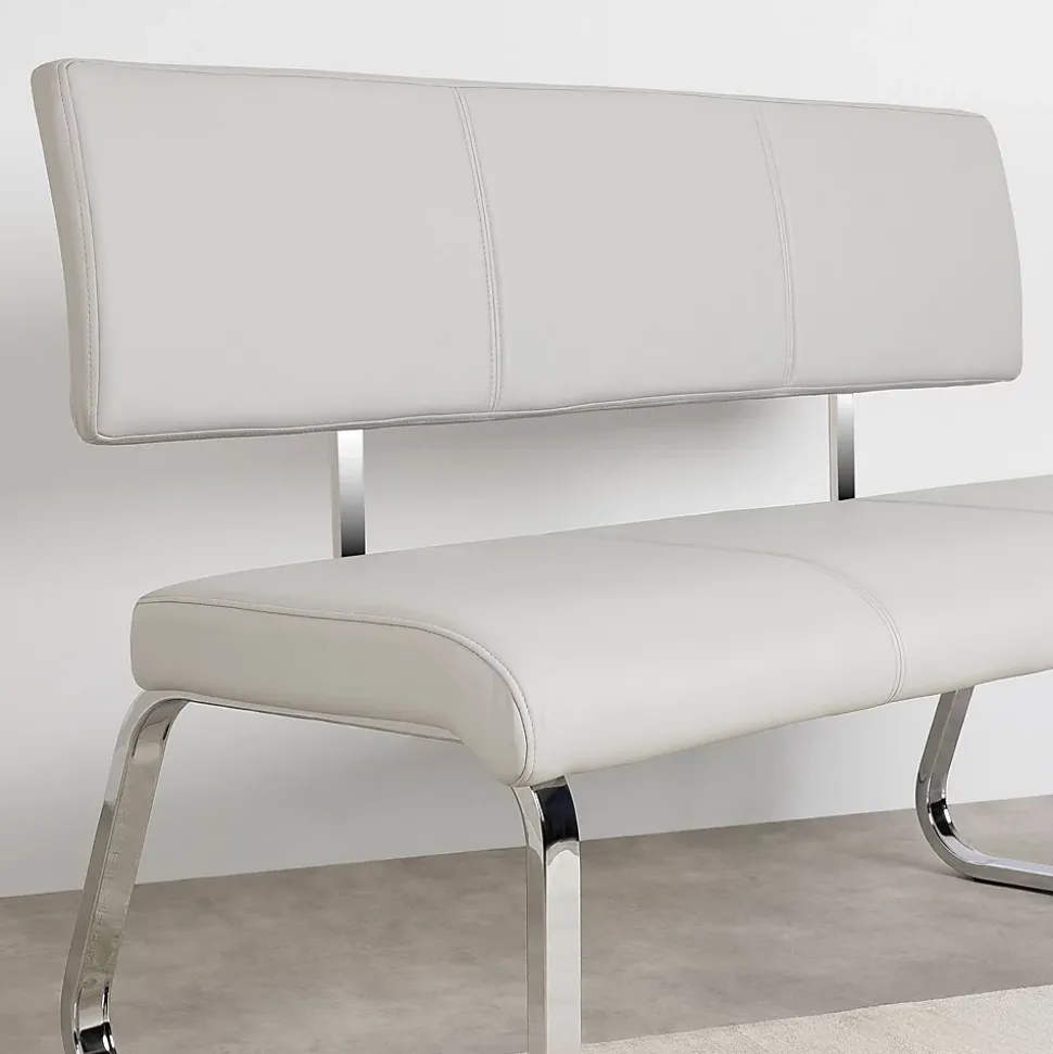 Banc design avec dossier VILAS, en synthétique gris clair