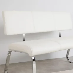 Banc design avec dossier VILAS, en synthétique blanc