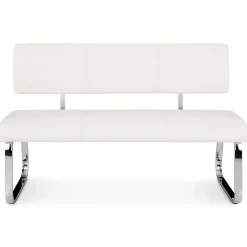 Banc design avec dossier VILAS, en synthétique blanc
