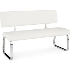 Banc design avec dossier VILAS, en synthétique blanc