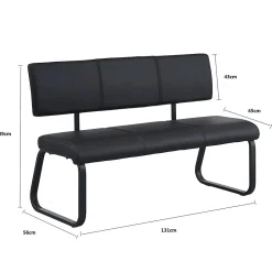 Banc design avec dossier VILAS, en synthétique et métal noir