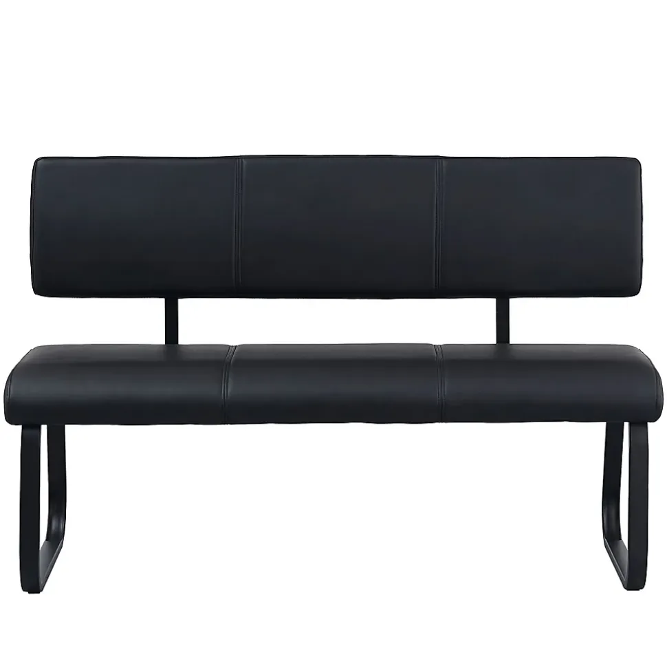 Banc design avec dossier VILAS, en synthétique et métal noir