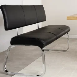 Banc design avec dossier VILAS, en synthétique noir