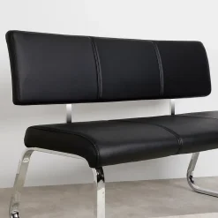 Banc design avec dossier VILAS, en synthétique noir