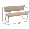Banc design avec dossier VILAS, en tissu beige
