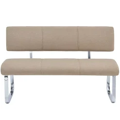 Banc design avec dossier VILAS, en tissu beige