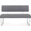 Banc design avec dossier VILAS, en tissu gris