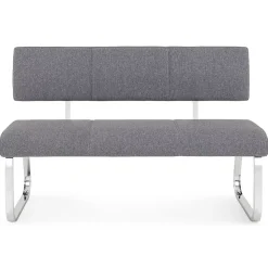 Banc design avec dossier VILAS, en tissu gris