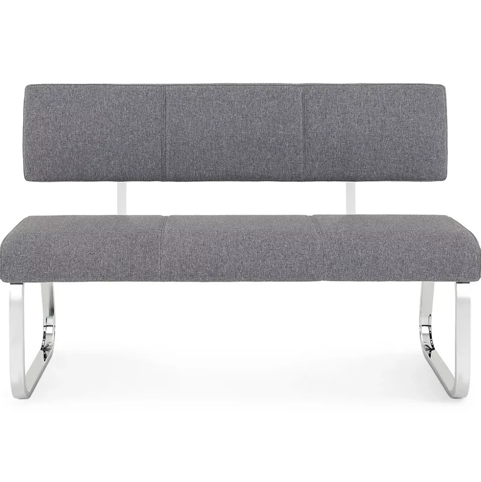 Banc design avec dossier VILAS, en tissu gris