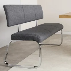 Banc design avec dossier VILAS, en tissu gris
