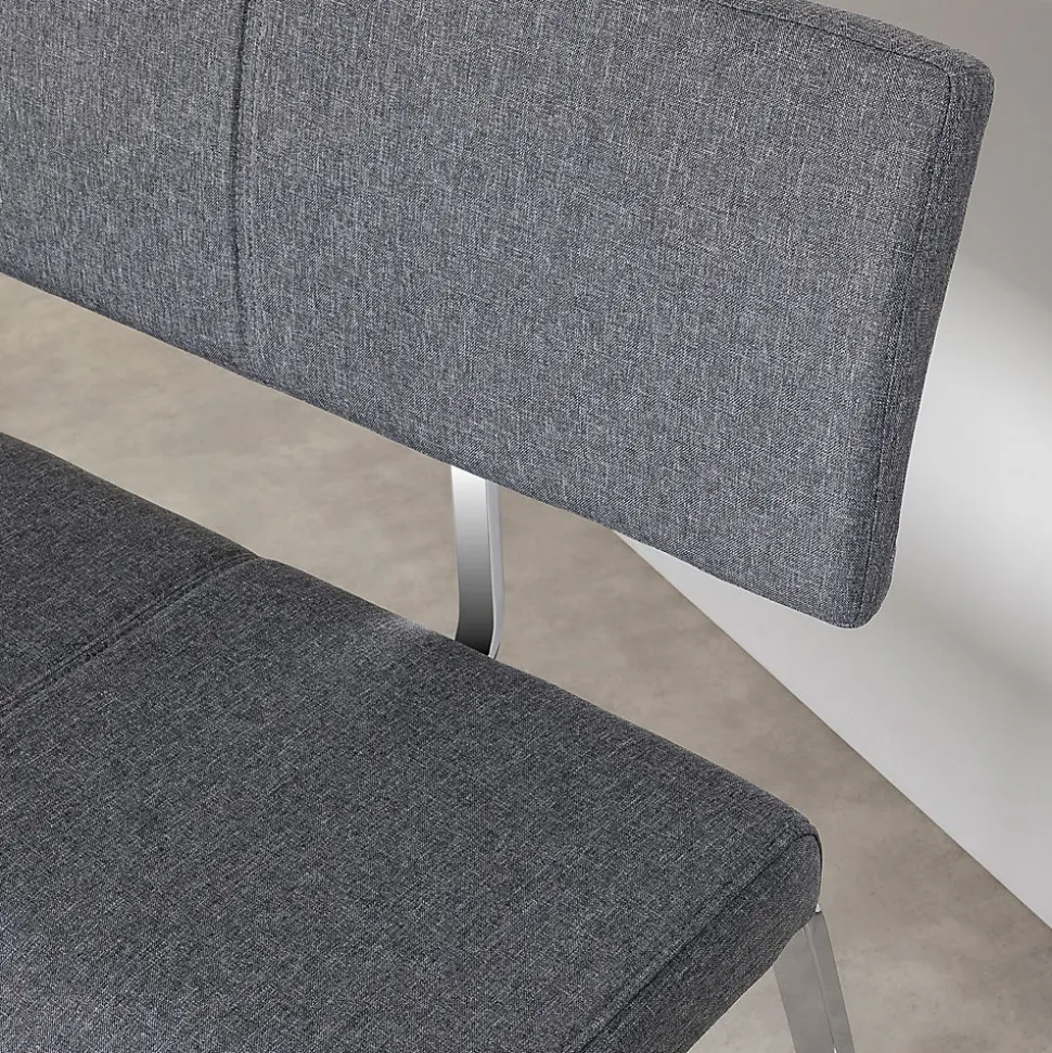 Banc design avec dossier VILAS, en tissu gris