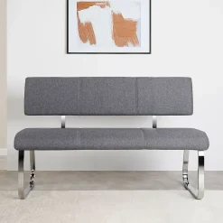 Banc design avec dossier VILAS, en tissu gris