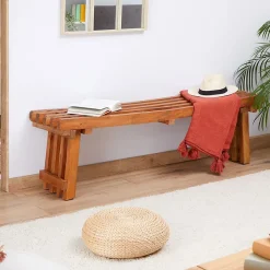 Banc d'intérieur BAVELLA en acajou finition naturelle
