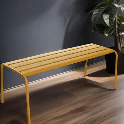 Banc d'intérieur en métal jaune Palavas Oviala