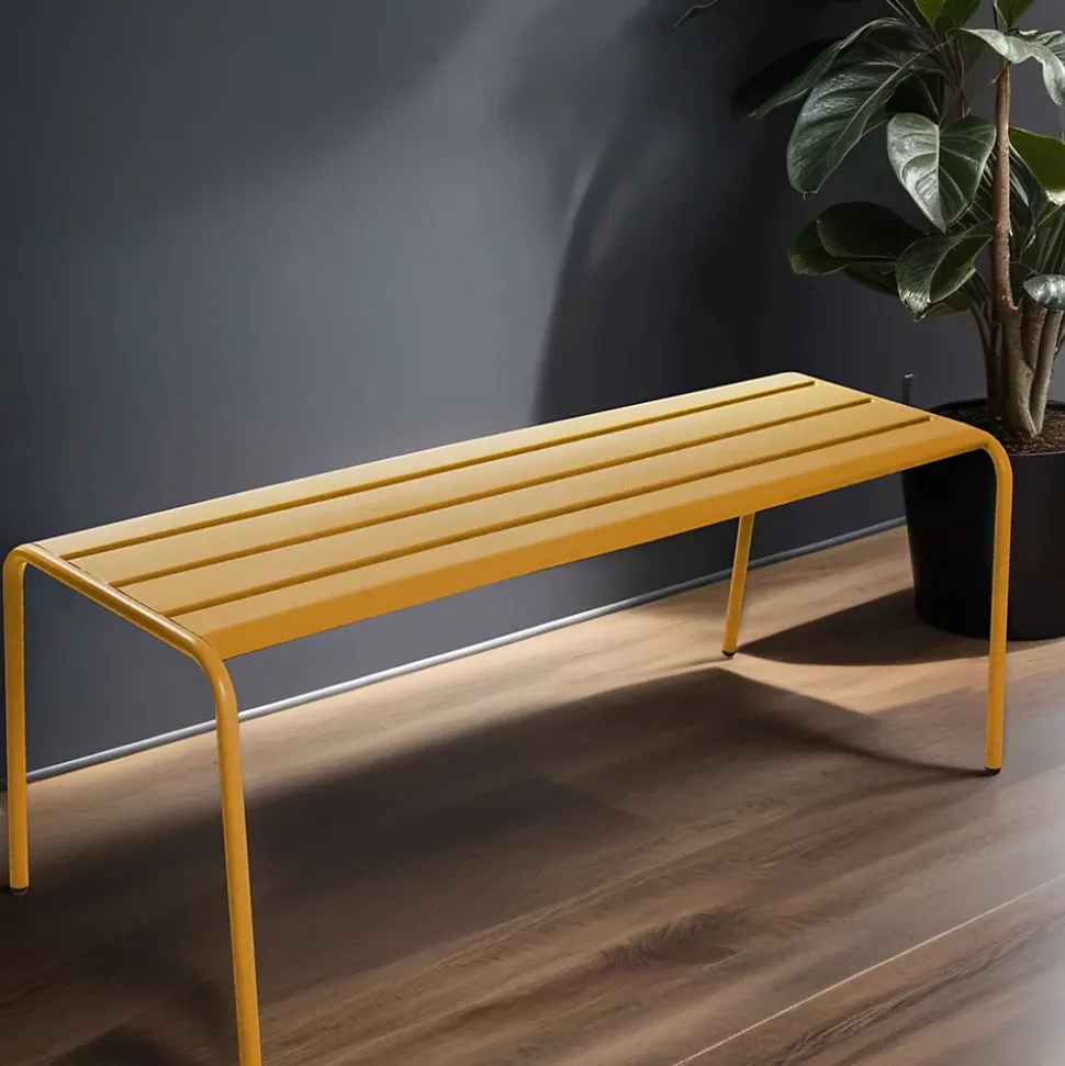 Banc d'intérieur en métal jaune Palavas Oviala