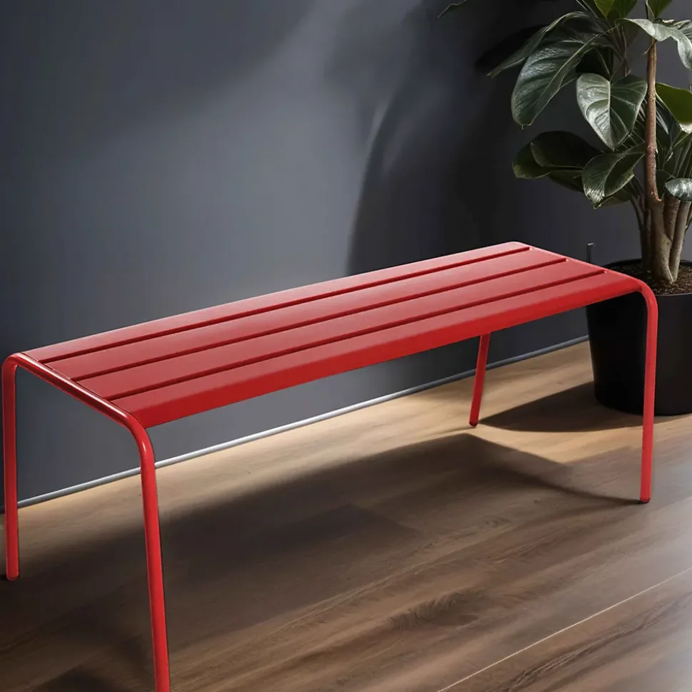 Banc d'intérieur en métal rouge Palavas Oviala