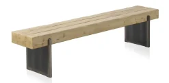 Banc effet bois d'épicéa avec pieds laqués couleur métal