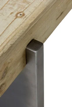 Banc effet bois d'épicéa avec pieds laqués couleur métal