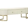 Banc effet matelassé avec 2 tiroirs Sharon 120x40x43 cm