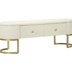 Banc effet matelassé avec 2 tiroirs Sharon 120x40x43 cm