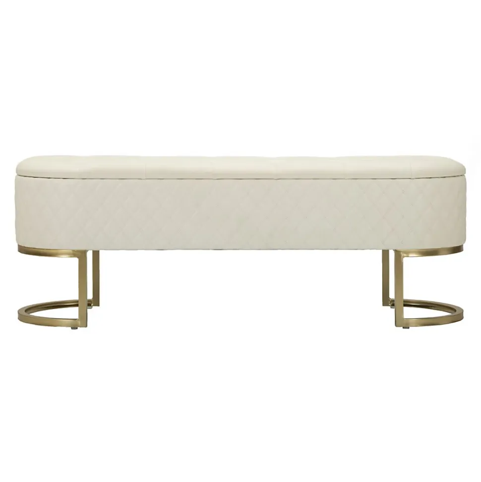 Banc effet matelassé avec 2 tiroirs Sharon 120x40x43 cm