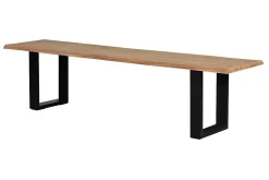 Banc en bois d'acacia et métal coloris naturel et noir