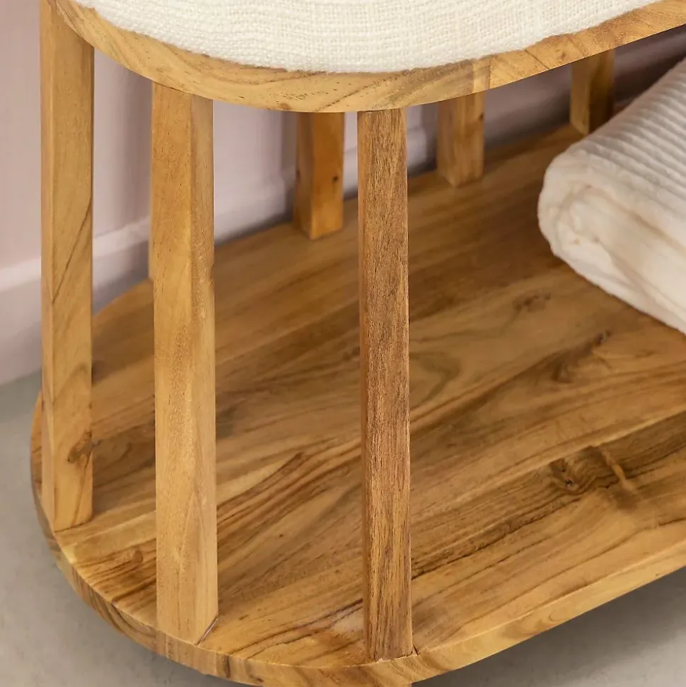Banc en bois d'acacia et tissu Orane