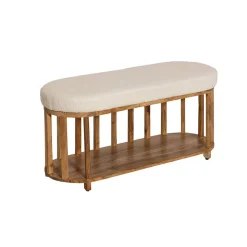 Banc en bois d'acacia et tissu Orane