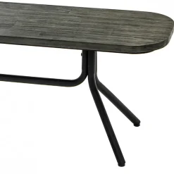 Banc en bois d'acacia massif cendré avec piètement métal noir - KUBI